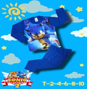 Pijama Infantil Sonic 2 – Conjunto de Manga Larga